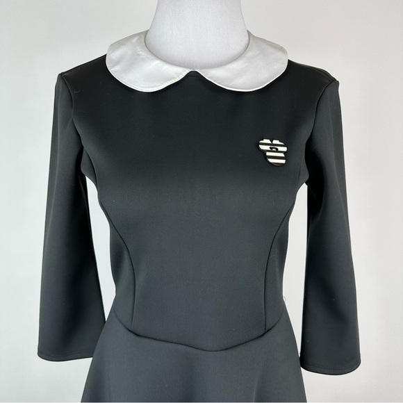 Disney Minnie by Koton Minnie Mouse Black White Fit and Flare Dress Medium - Picture 2 of 11